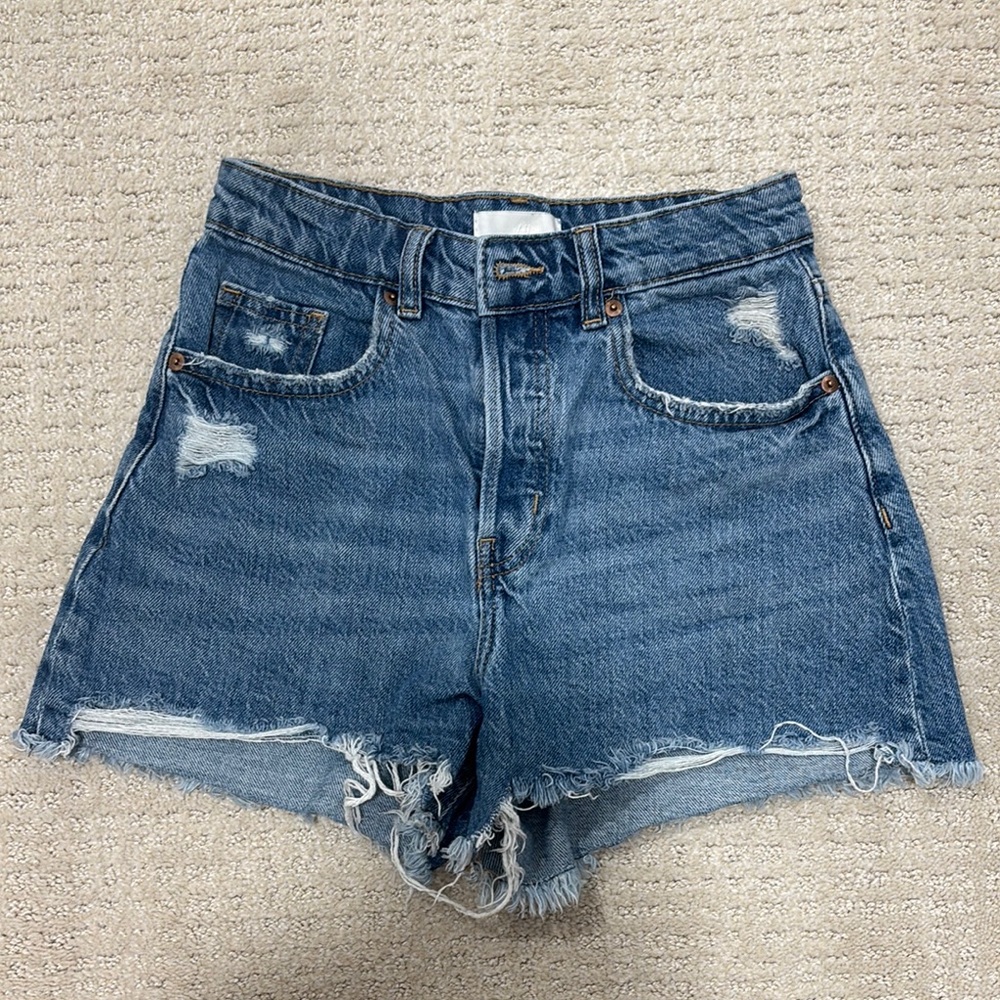 H&M Denim High-Waisted Distressed Shorts